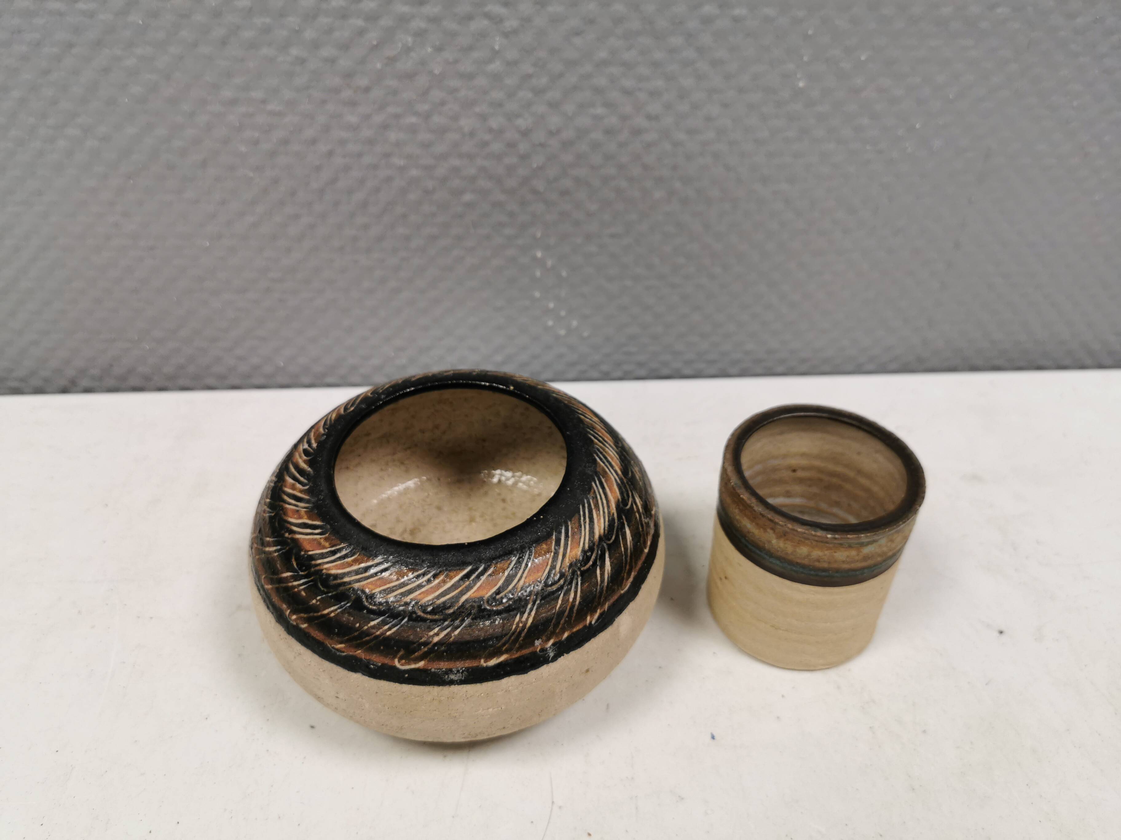 Two ceramic vases by Else Bøgeskov, Denmark, 1970s.