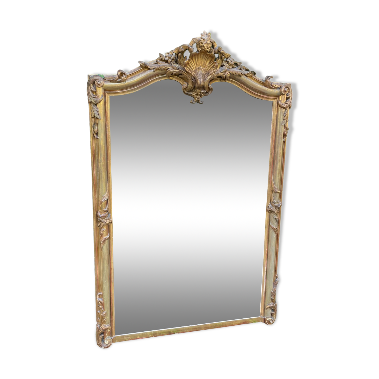 Old Louis XV style mirror in wood and gilded stucco. Napoleon III