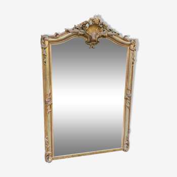 Old Louis XV style mirror in wood and gilded stucco. Napoleon III