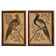 Pair of naturalistic paintings in real feathers