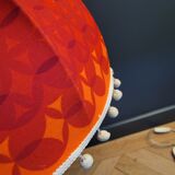 Vintage lampshade pendant lamp in orange and red fabric