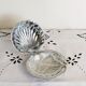 Scallop shell butter dish in metal and glass