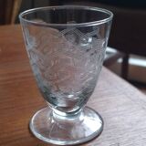 set of 10 engraved crystal liqueur glasses from the 1930s