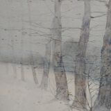 Snowy landscape painting