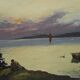 Peinture R. Lambert Retour de pêche en mer bretonne au Crépuscule