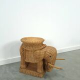 Rattan elephant table vintage side table
