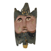 Ancien masque mexicain en bois sculpté polychrome. Années 50
