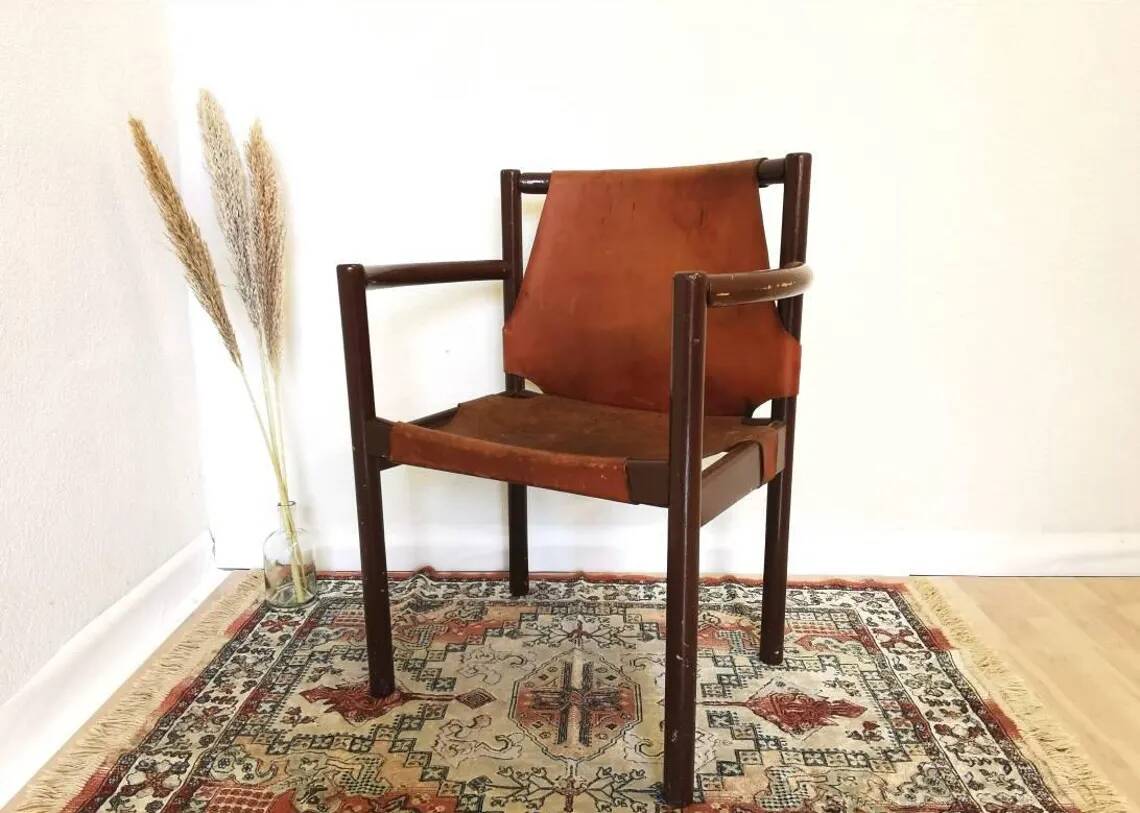 Vintage Leather Armchair: Janez Lajovic PRISANK Model, Mid-Century Modern