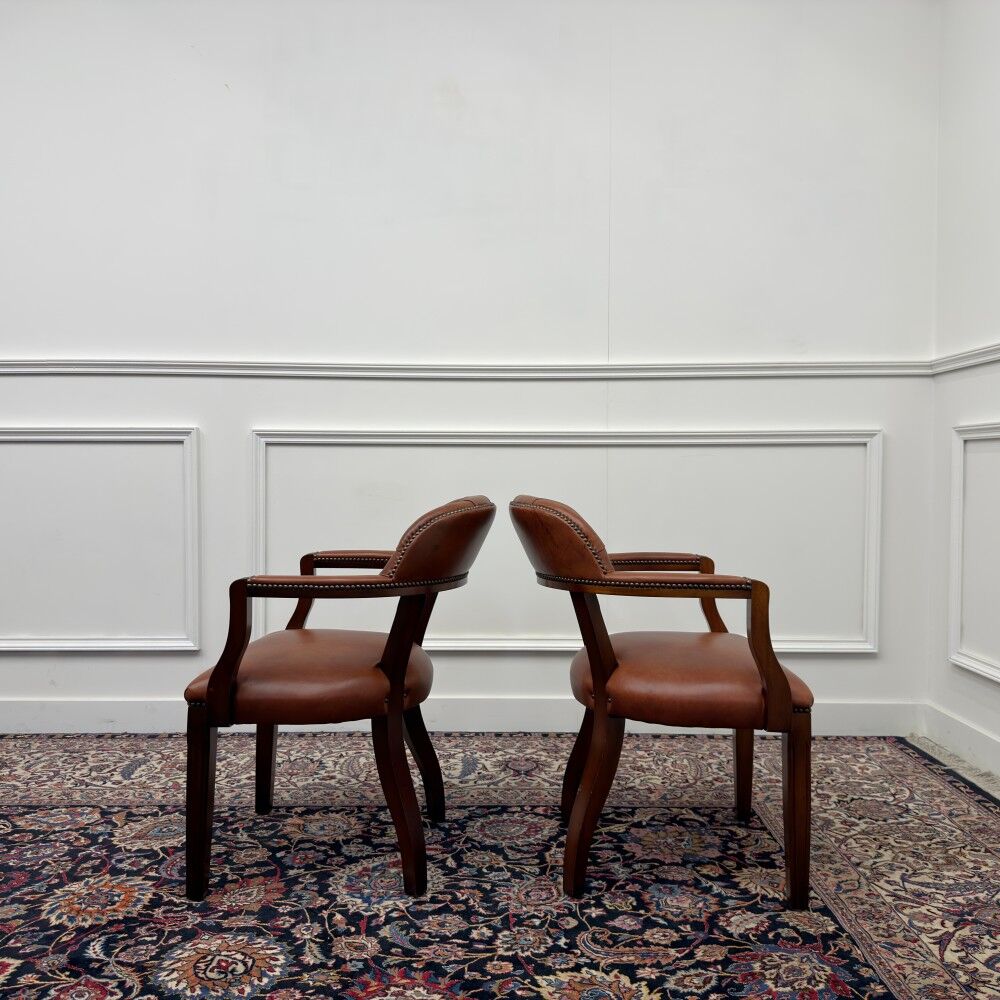 Set of Classic English Chesterfield Desk Chairs