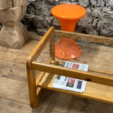 Coffee table in pine and glass Regain 1980