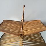 Foldable wooden basket with bamboo handle Danish Midcentury