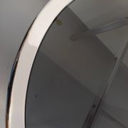 Vintage oval dining table in smoked glass and chrome metal, Space Age style.