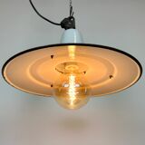 Industrial White Enamel Factory Pendant Lamp, 1960s