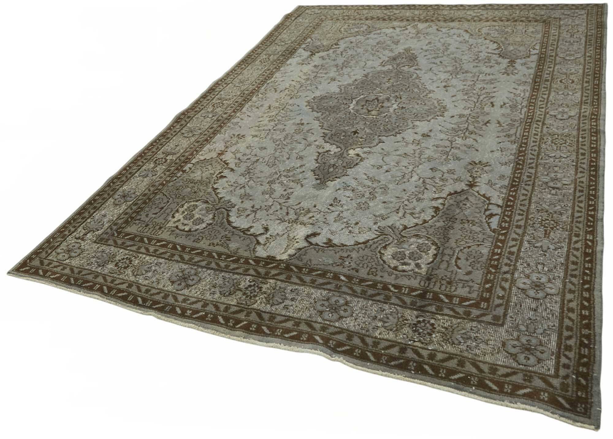 Overdyed Wool Vintage Handmade Carved Rug 193 cm x 295 cm