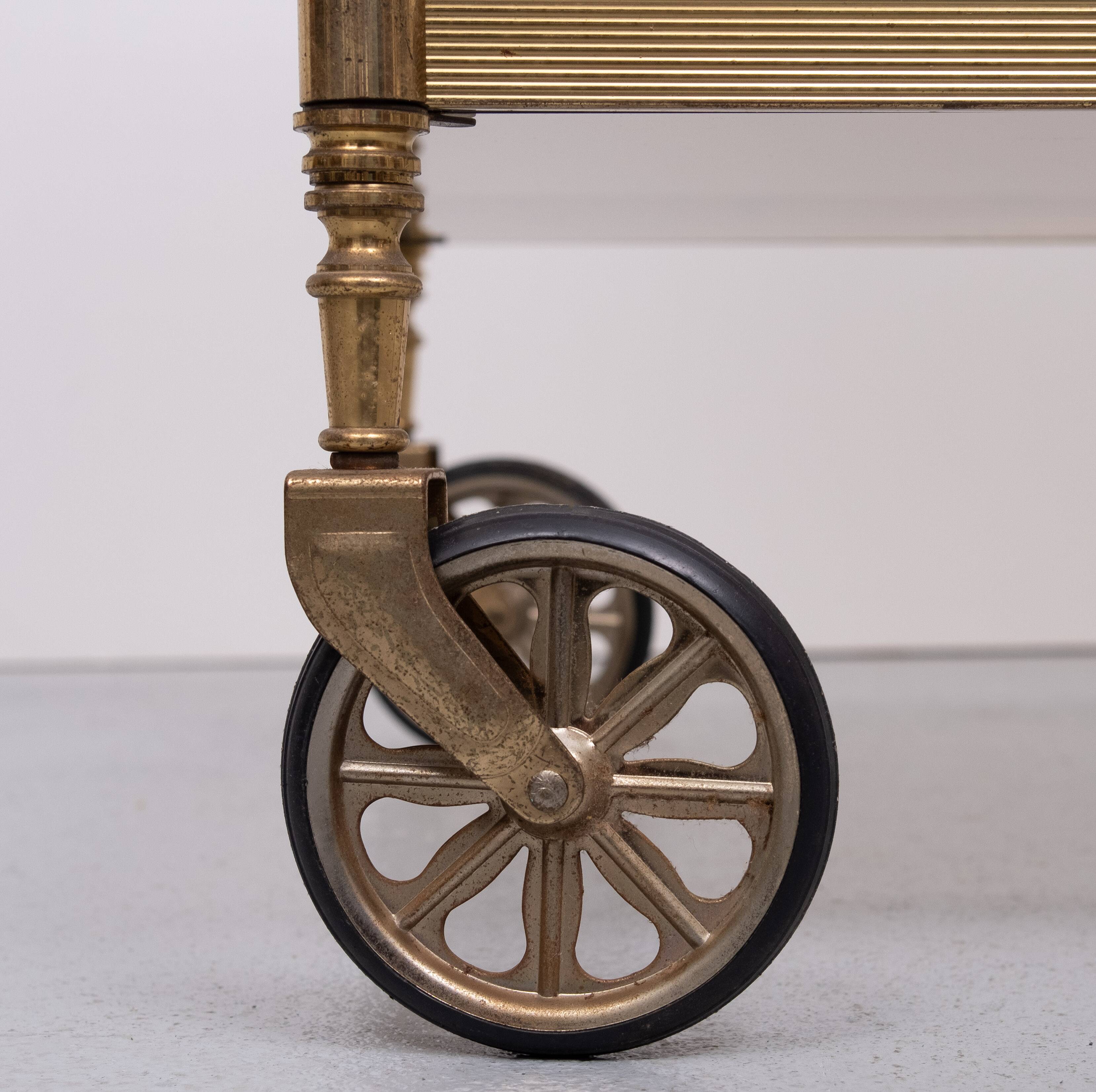 Hollywood Regency Brass Serving Trolley 1970s