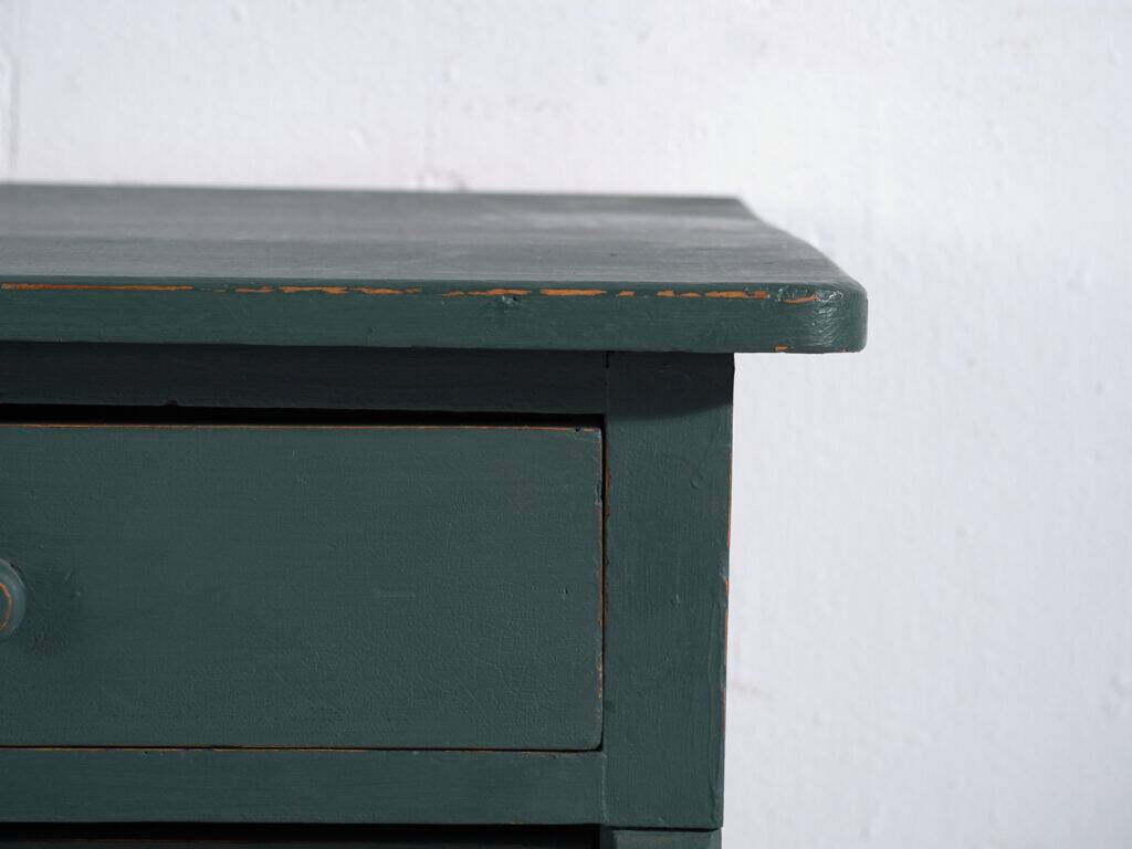 Antique painted pine chest of drawers – European rustic green chest of drawers – circa 1900