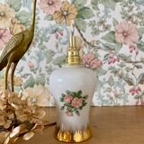 Vintage tulip ride in white opaline drawings of roses