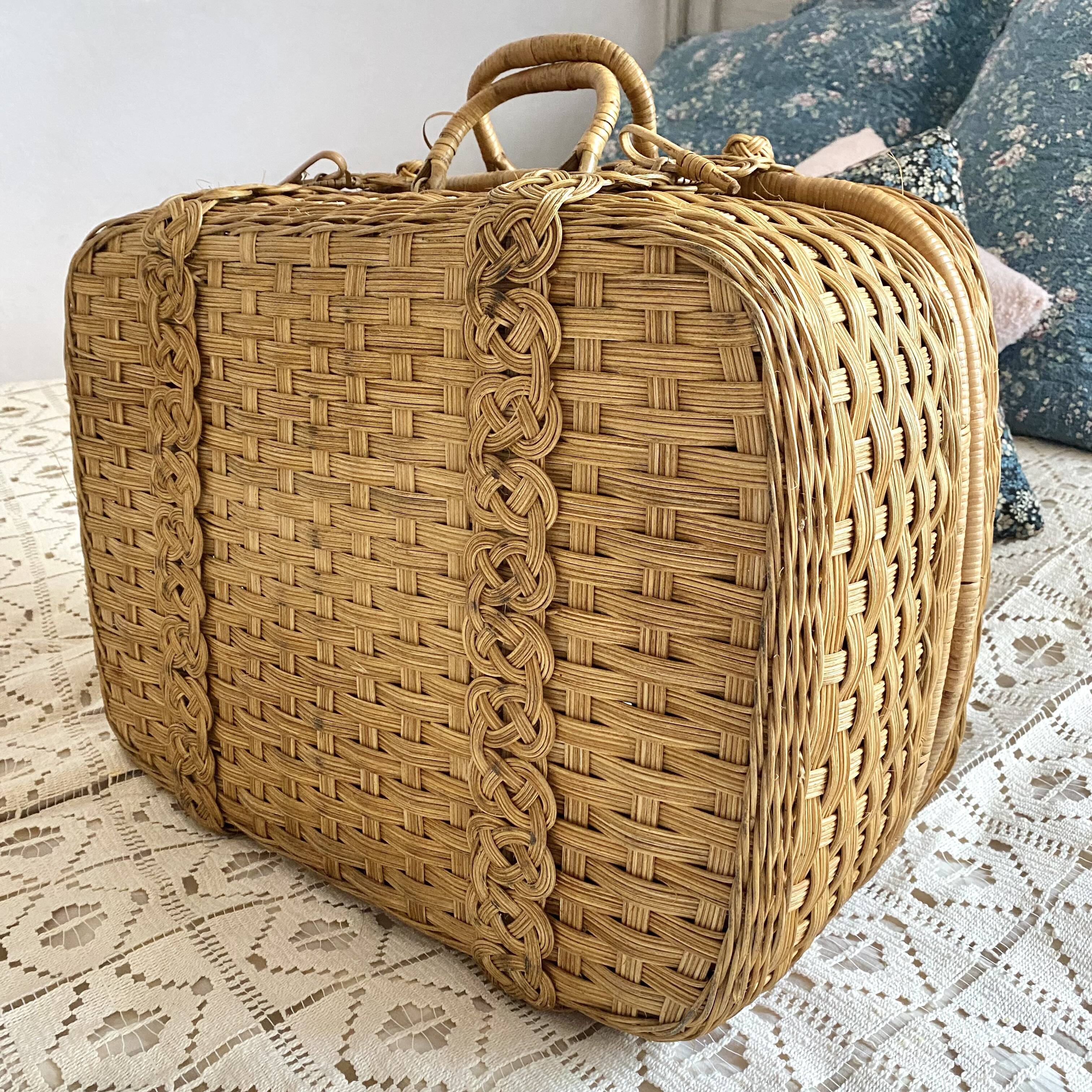 Vintage rattan suitcase