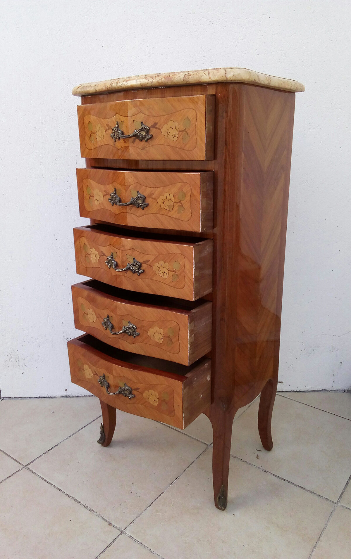 Chest 5 drawers inlaid