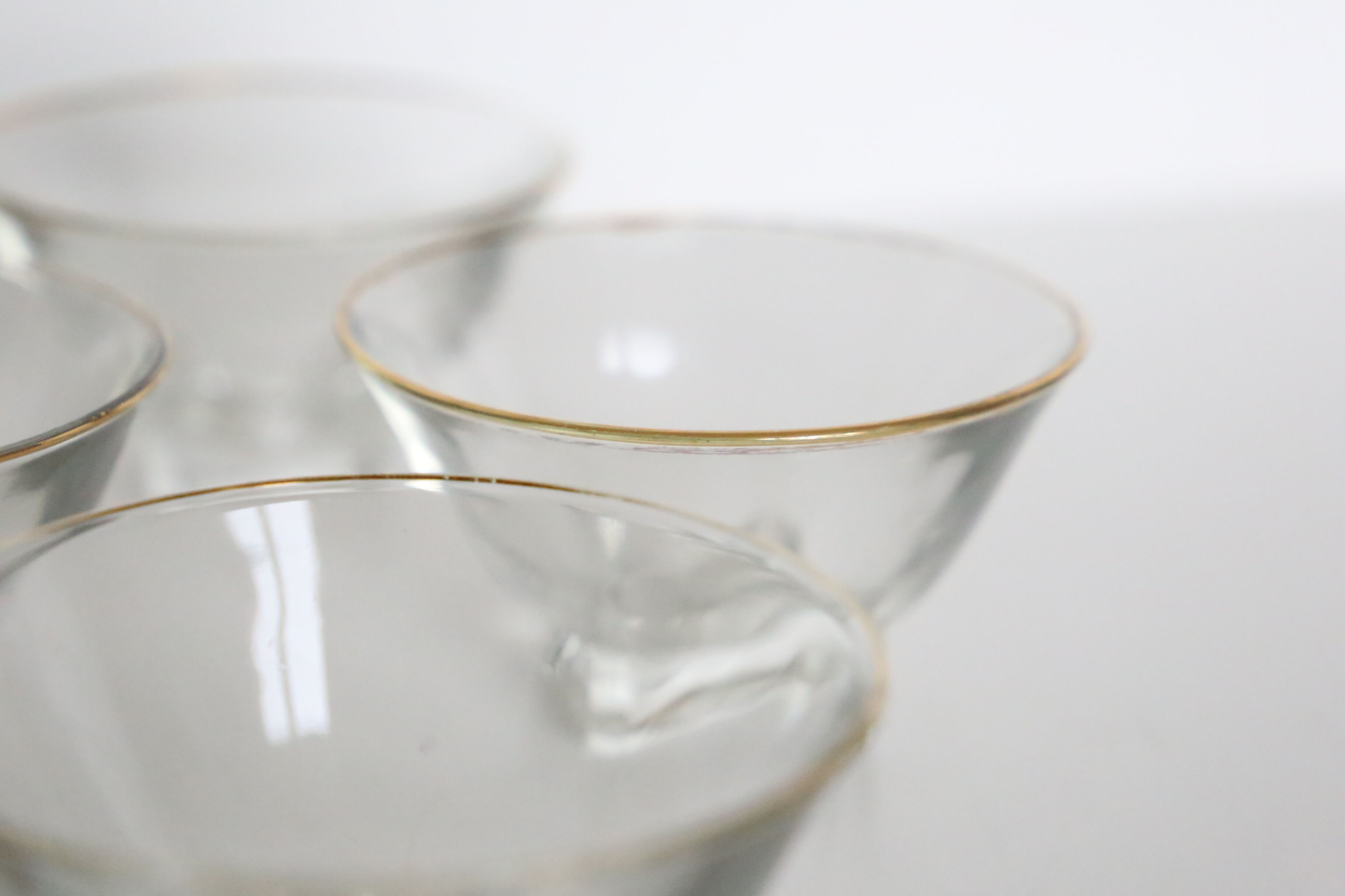 Set of 5 champagne glasses without foot, bistro style