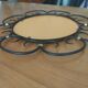 Miroir en fer forgé et bagues métal doré vers 1950 - 39cm