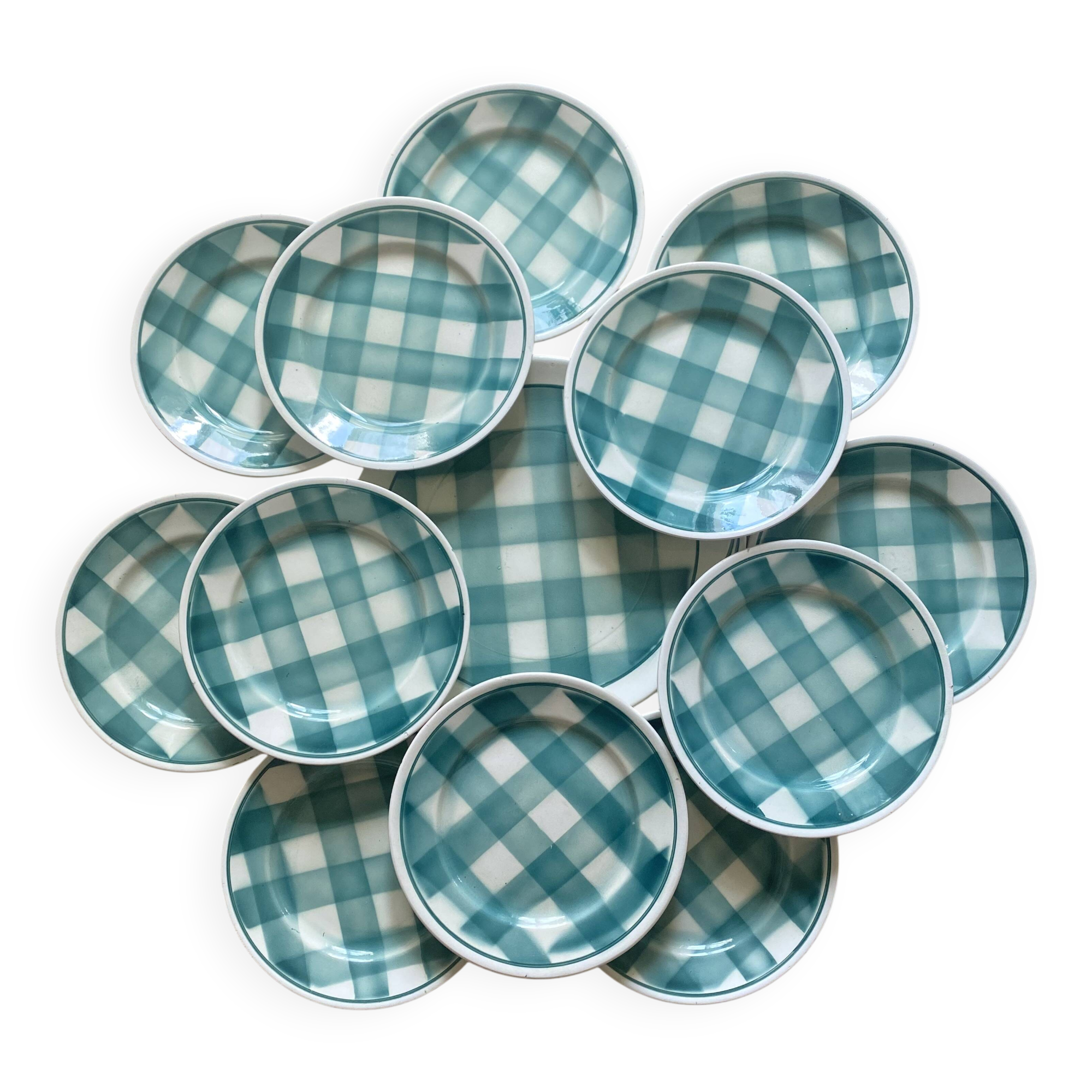 Vichy dessert plates and dish, 50s-60s