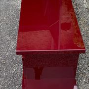 Rectangular plexiglass tv unit, burgundy, wine colour, david lange wine