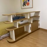 Oak veneer floating bookcase
