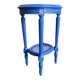 Table d'appoint ronde vintage en bois bleu / guéridon / support