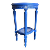 Table d'appoint ronde vintage en bois bleu / guéridon / support