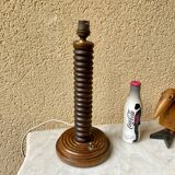 Vintage turned wooden lamp from the 1960s in the style of Charles Dudouyt.