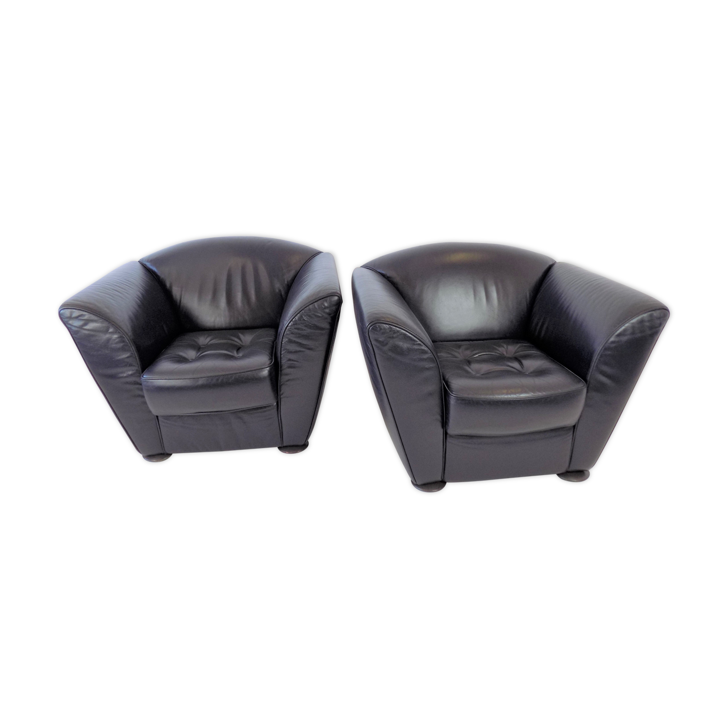 Cor zelda set of 2 leather armchairs by peter maly