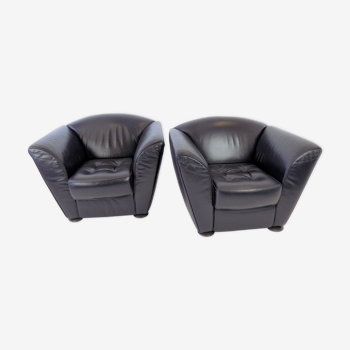 Cor zelda set of 2 leather armchairs by peter maly