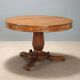 Antique walnut round table with drawers, Italy, 19th century