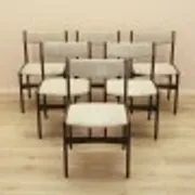 Set of six Danish dining chairs in oak veneer with original upholstery, 1960s
