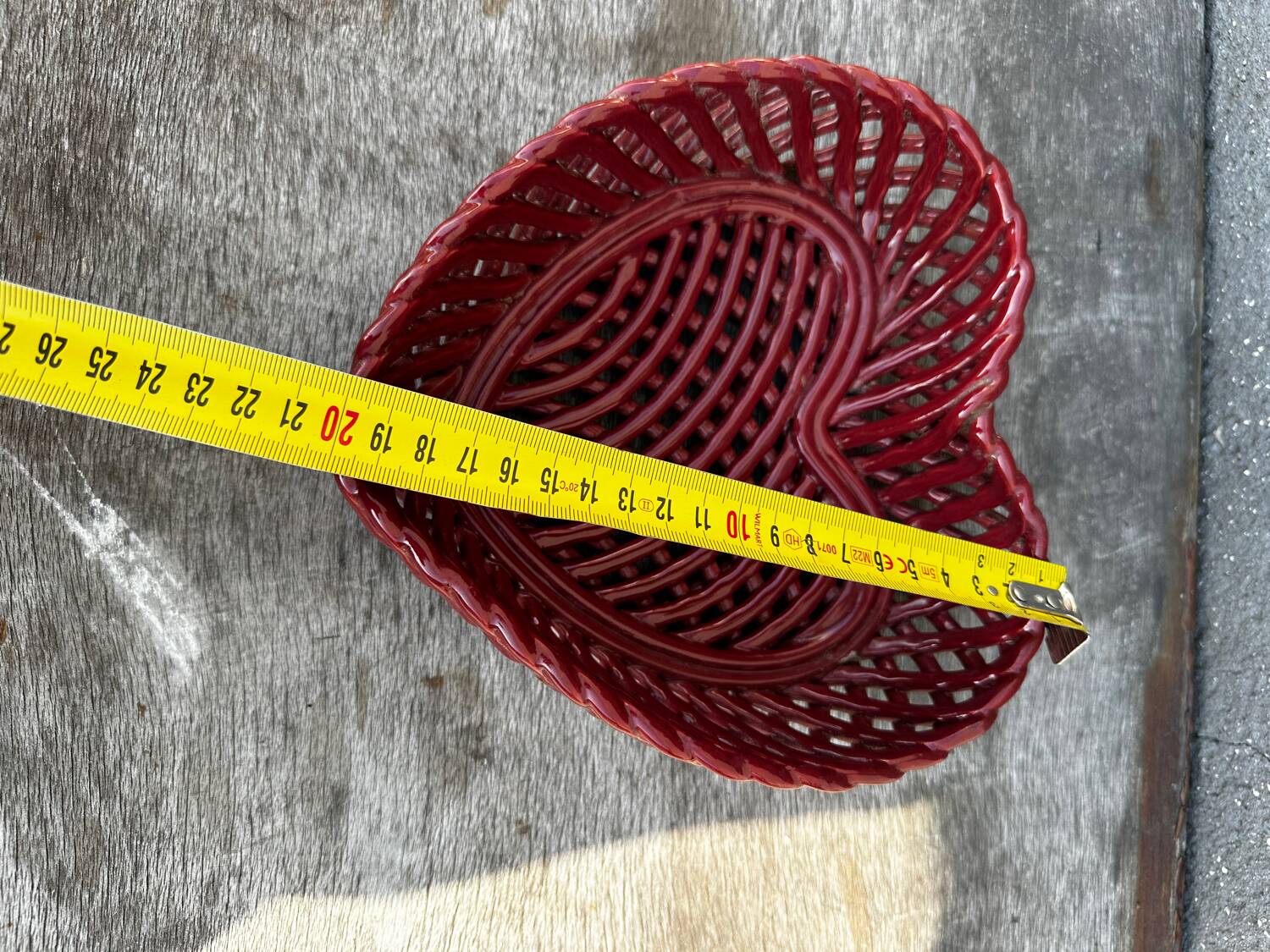 Heart-shaped woven ceramic basket/empty pocket Vallauris 50's