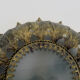 Sun ceiling lamp, double light gilded metal foliage, year 70
