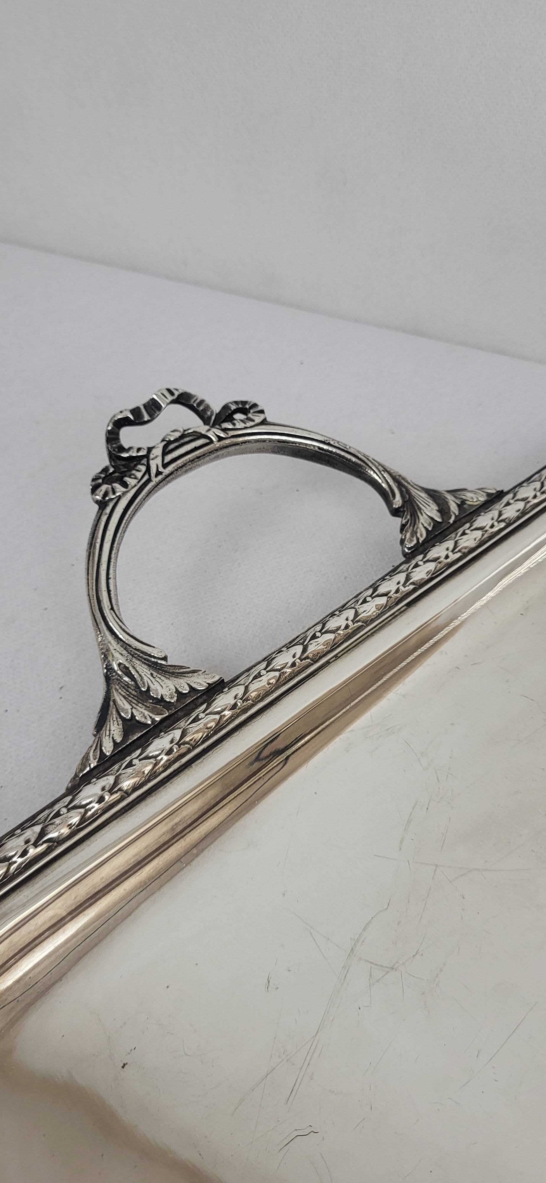 Louis XVI Style Silver Metal Tray