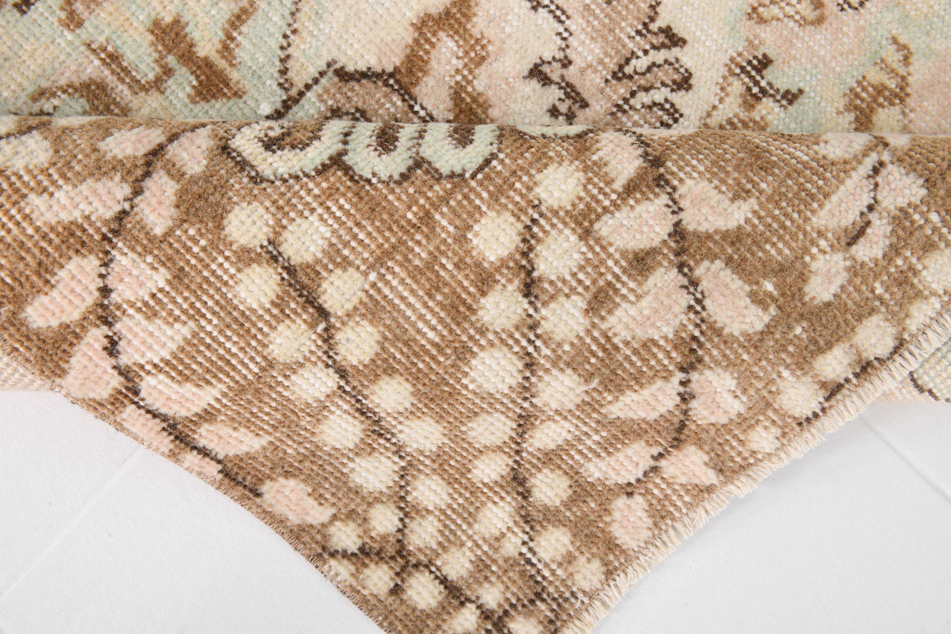 6x9 Cream & Brown Oriental Vintage Rug, 175x290Cm