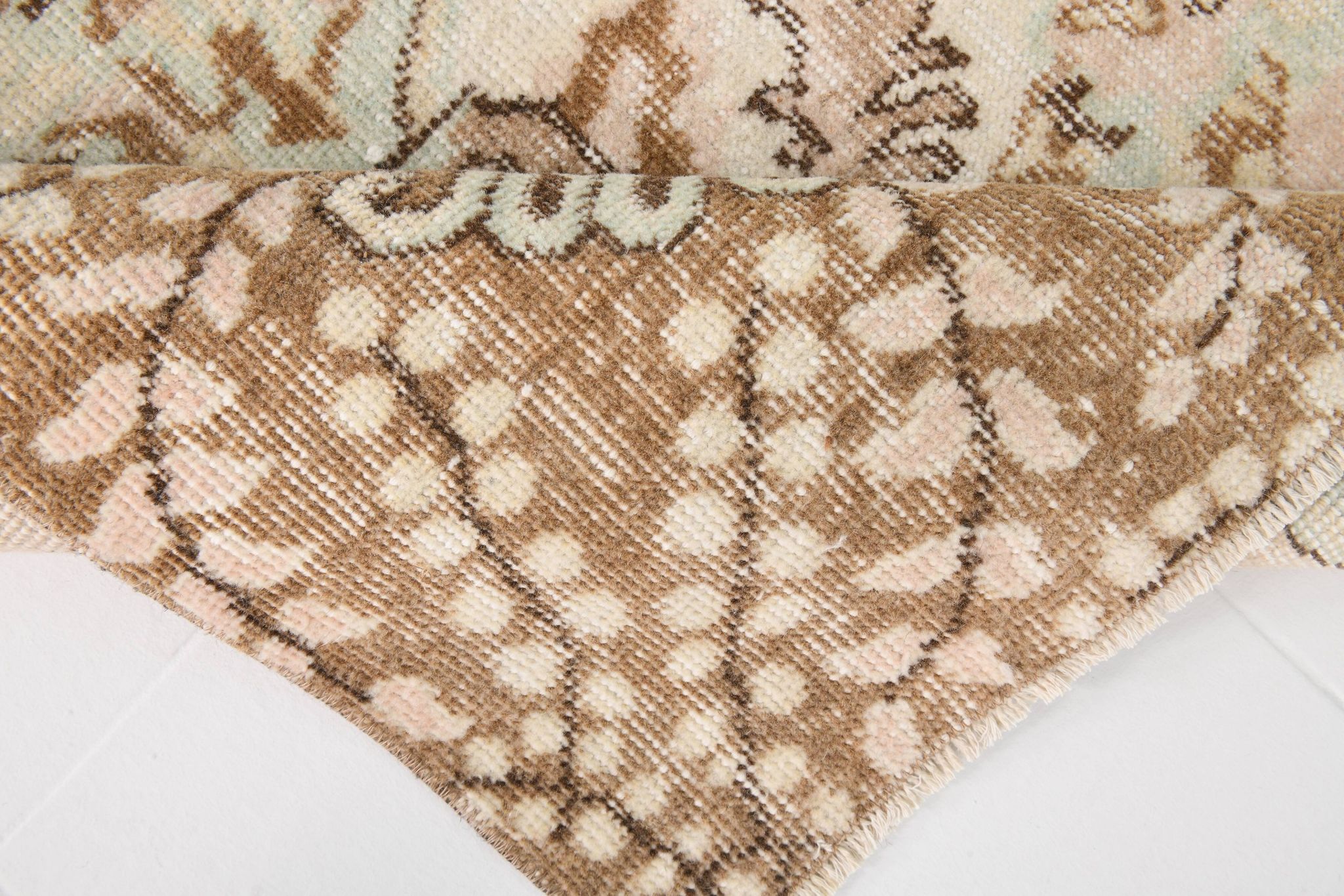6x9 Cream & Brown Oriental Vintage Rug, 175x290Cm