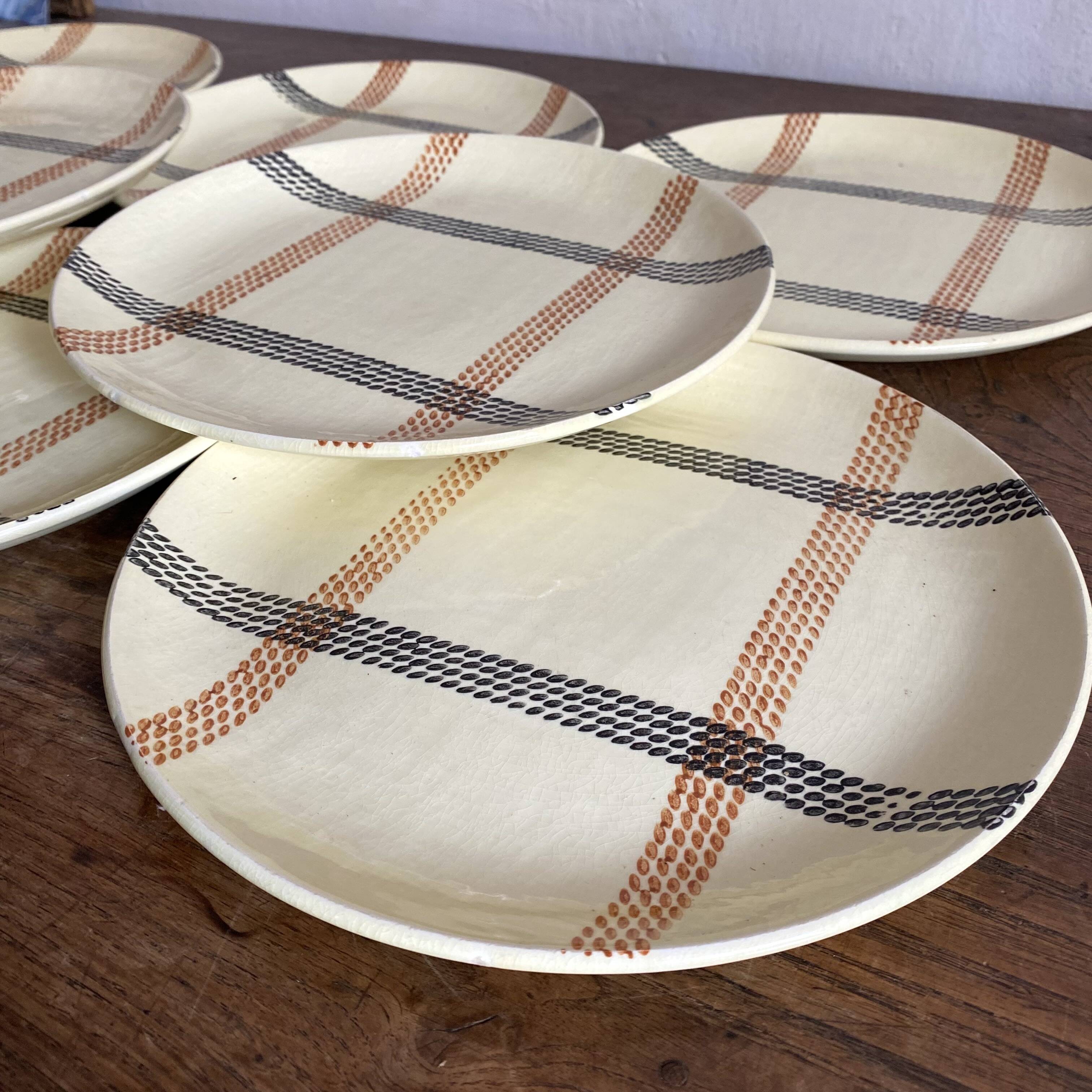 Salins France "rope" dinner plates, 1950s