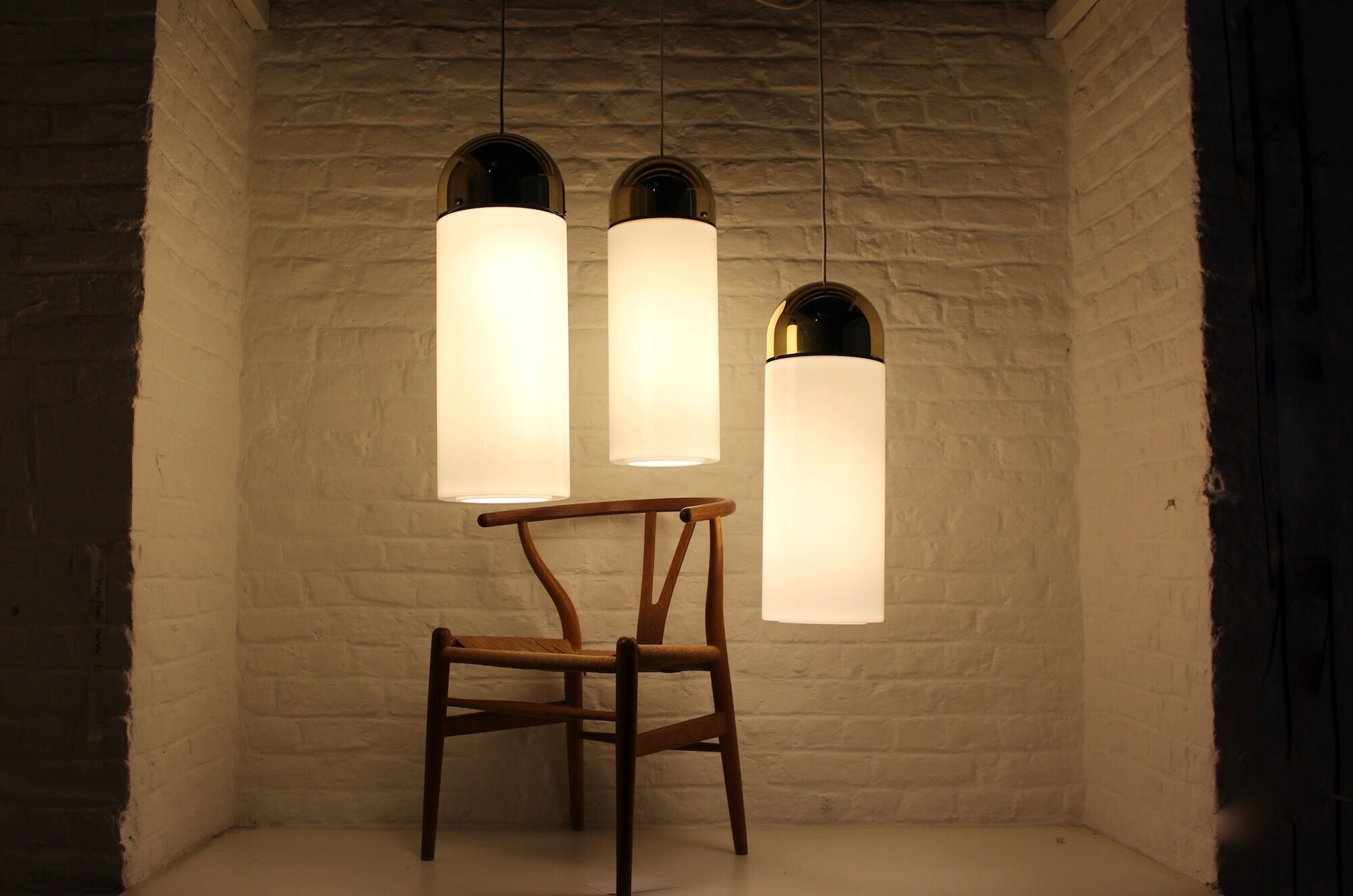 Large brass hanging Limburg glass