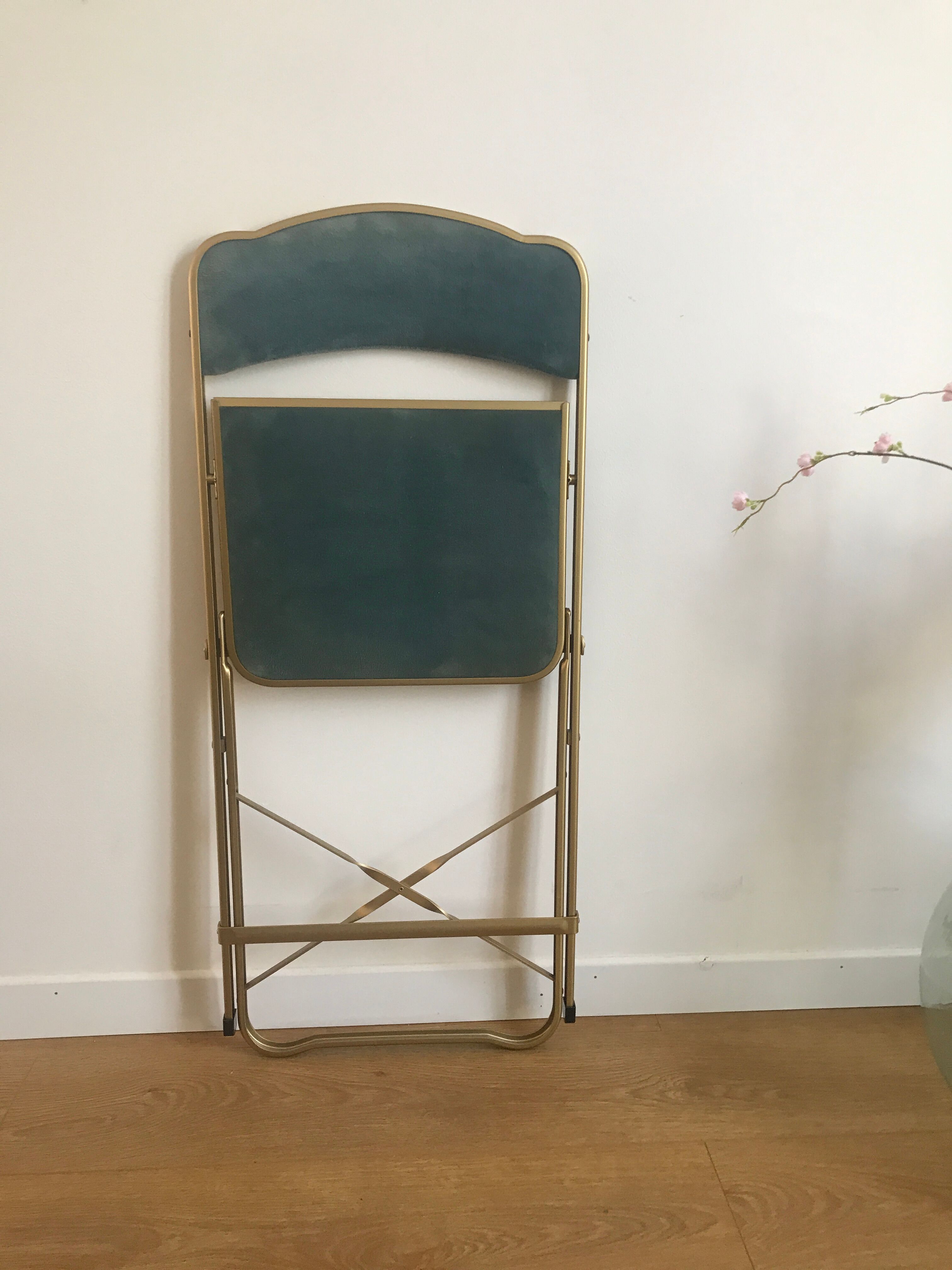 Chaise pliante vintage Chaisor en velours bleu