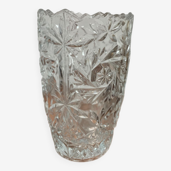 Vase fleurs vintage en verre ciselé