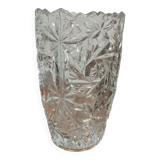 Vase fleurs vintage en verre ciselé