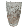 Vase fleurs vintage en verre ciselé