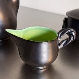 Vallauris Monica Céram coffee set, anthracite black outdoors, green indoors. 9 pieces.