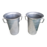Ancienne paire de seau a champagne en aluminium ustensile cuisine vintage #a682