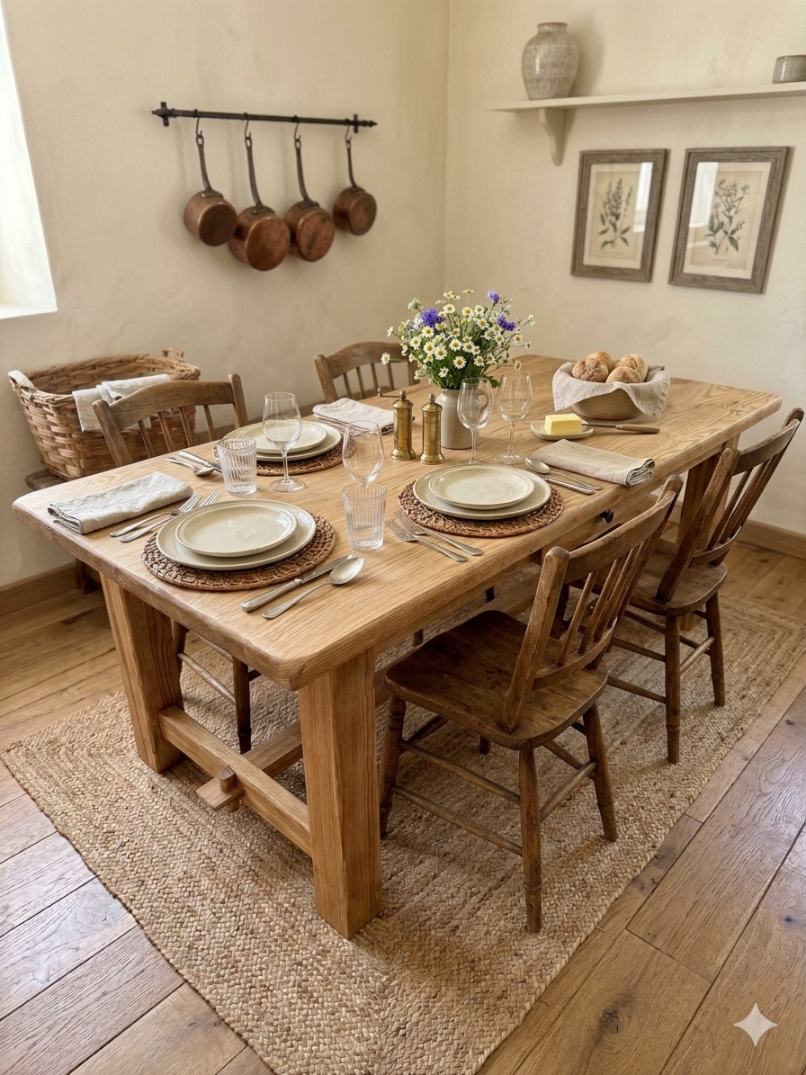 Large farmhouse table in solid ash