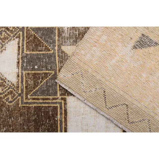 1970s Vintage Turkish Hand-Knotted Wool Cotton Beige Runner Rug 90x391